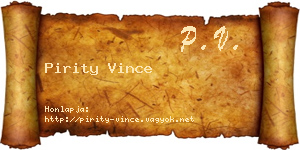 Pirity Vince névjegykártya